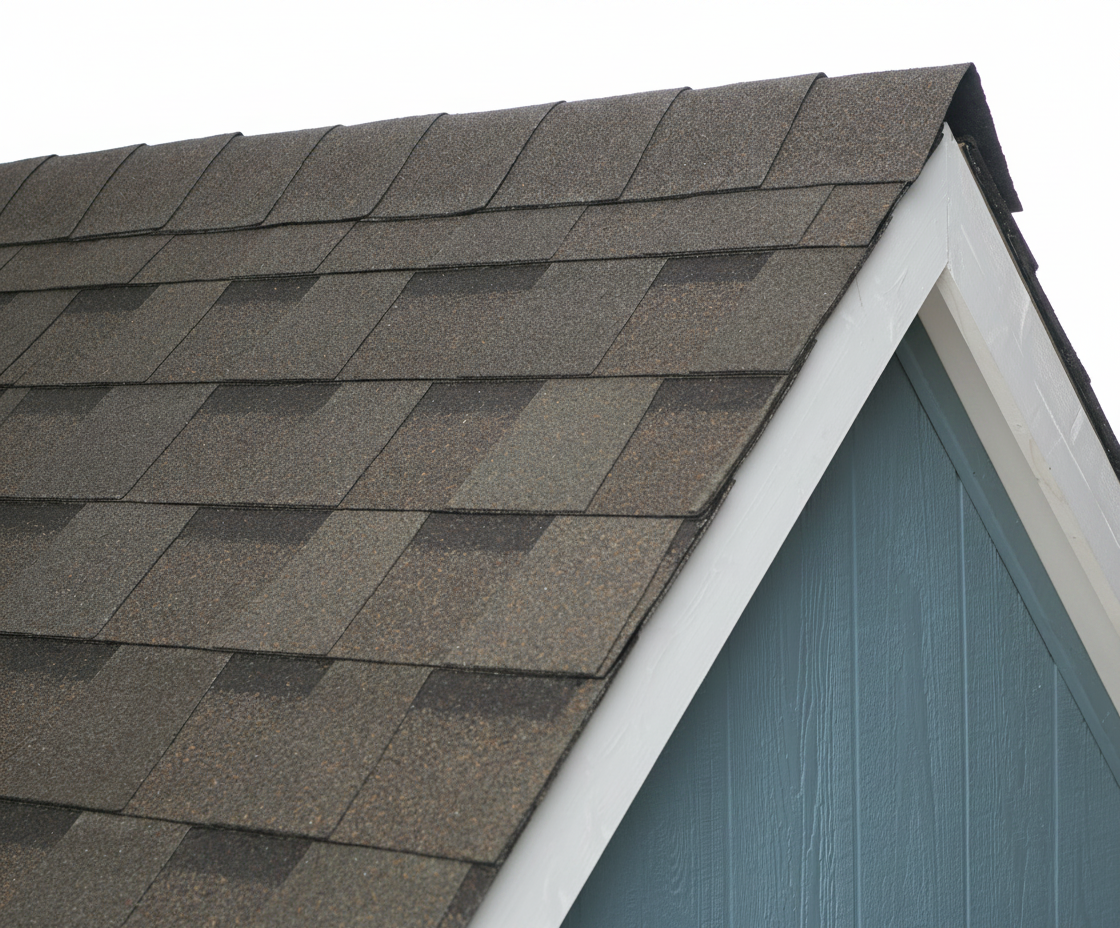 Blue house with Brown roof