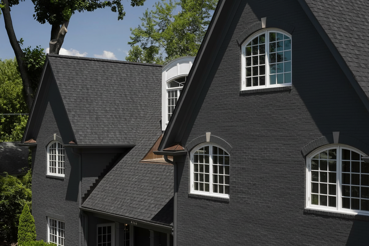 Dark Gray house with Black roof