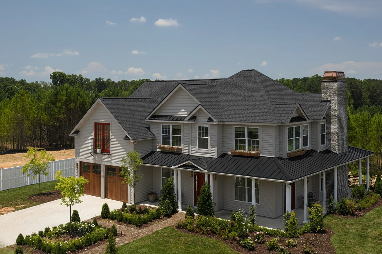 Gray house with Black roof using Landmark Pro Cinder Black