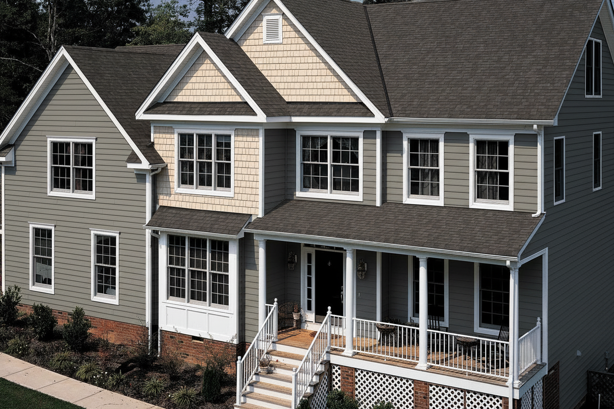 Gray house with Brown roof using Landmark Pro Max Def Espresso