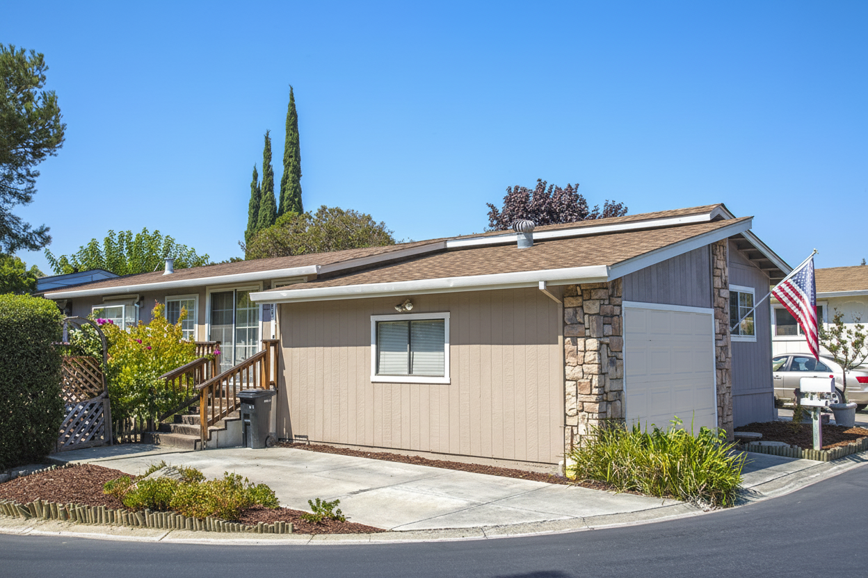 Tan house with Weathered Wood roof using Landmark Resawn Shake