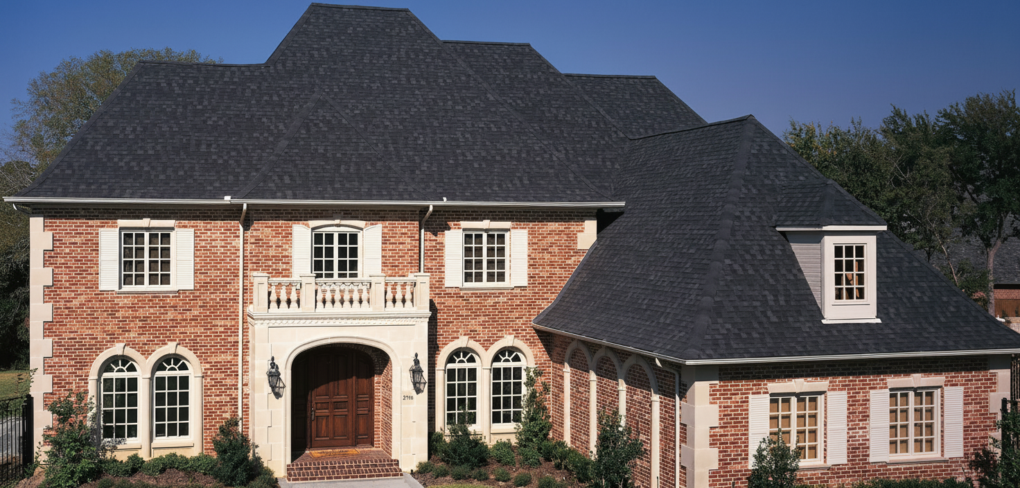 Terracotta house with Black roof using Heritage Rustic Black