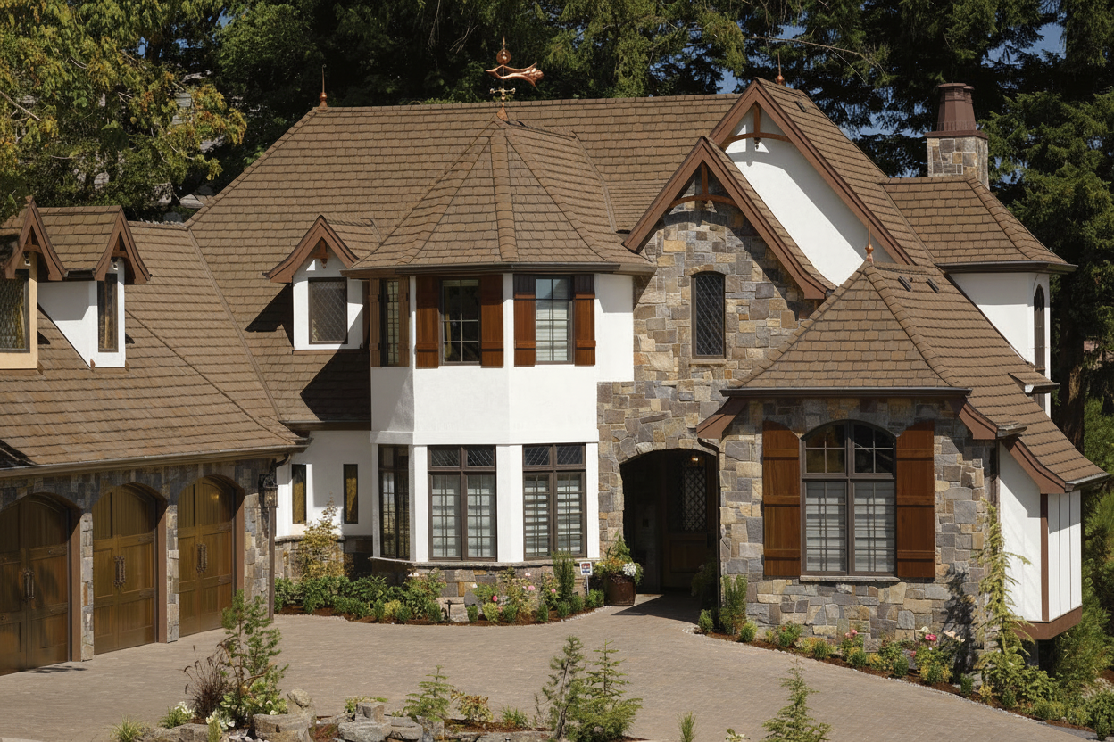 Home with CertainTeed Grand Manor Brownstone roof