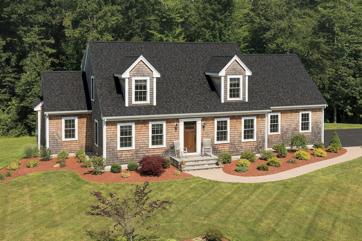 Cape Cod home with Black roof -- IKO Cambridge Dual Black (left-34)