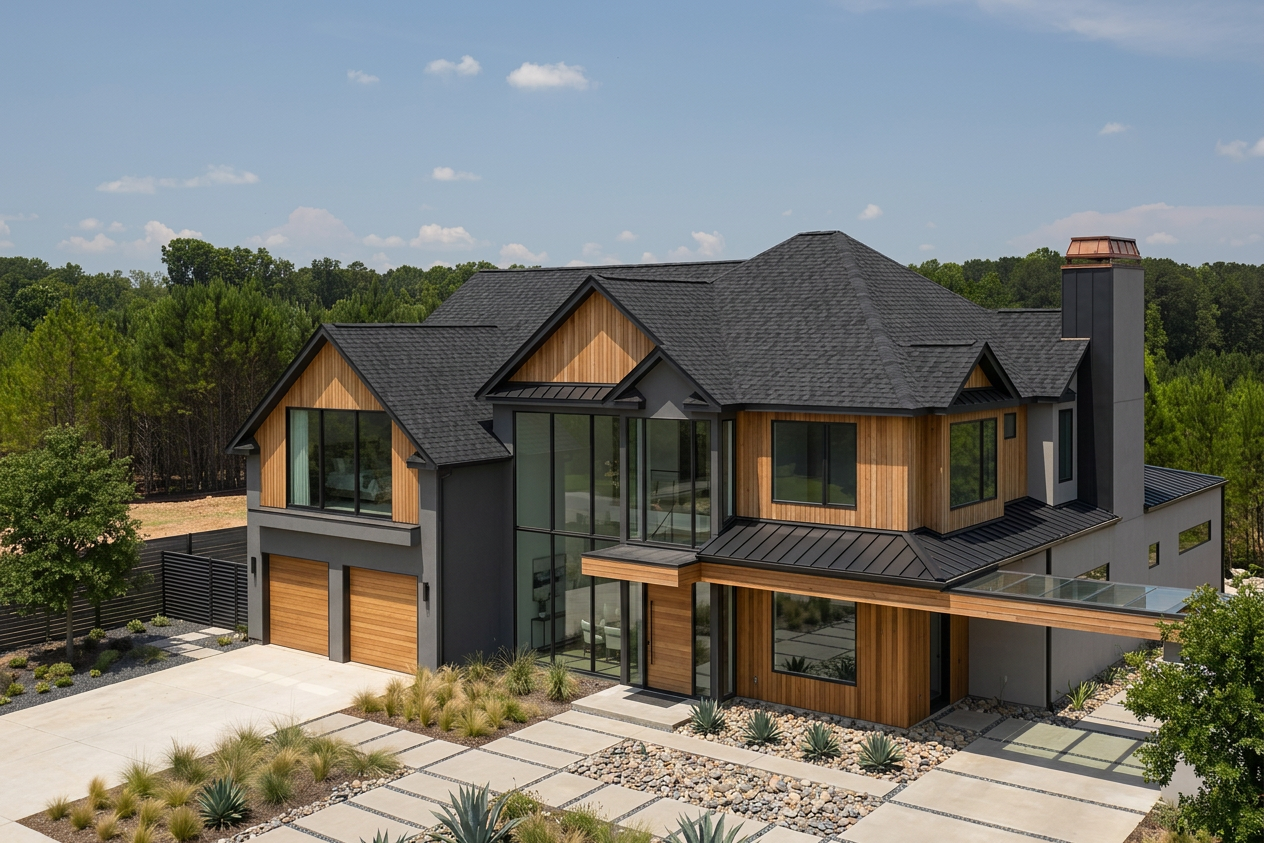 Contemporary home with Black roof -- CertainTeed Landmark Pro Cinder Black (right-34)