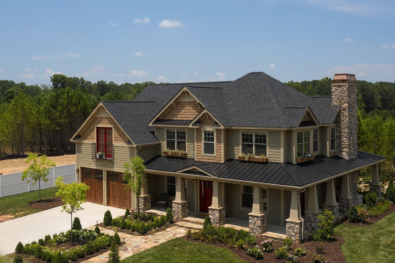 Craftsman home with Black roof -- CertainTeed Landmark Pro Cinder Black (left-34)