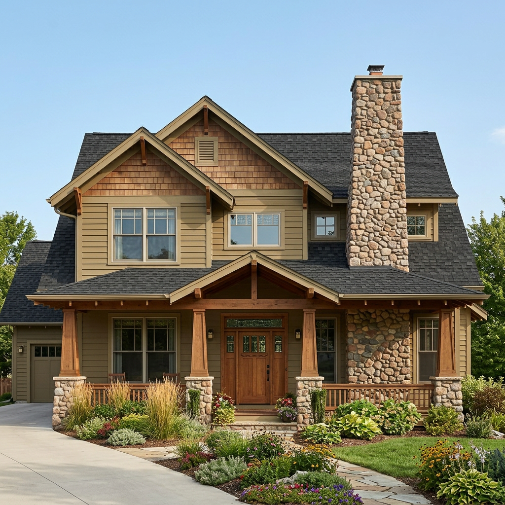 Craftsman home with Black roof -- IKO Royal Estate Shadow Slate (front)