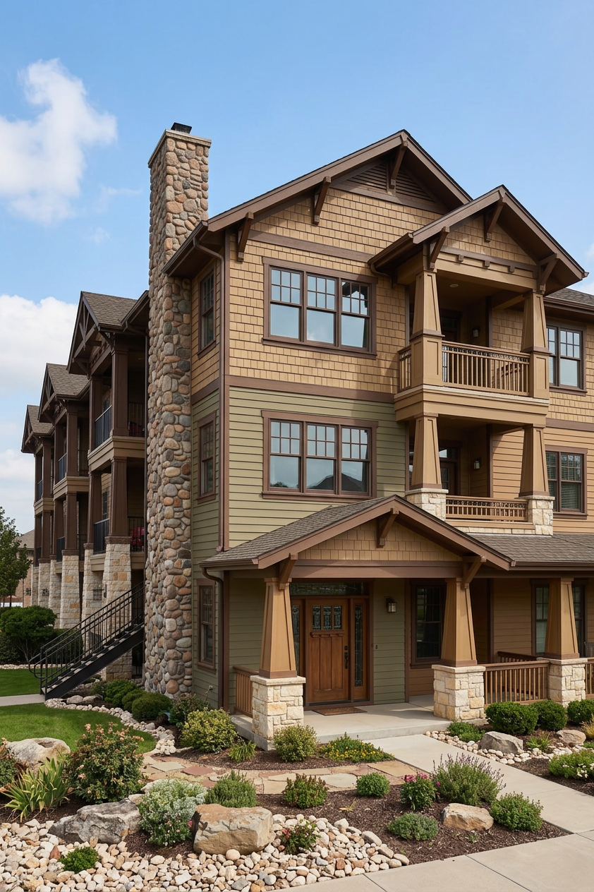 Craftsman home with Brown roof -- IKO Cambridge Weatherwood (left-34)