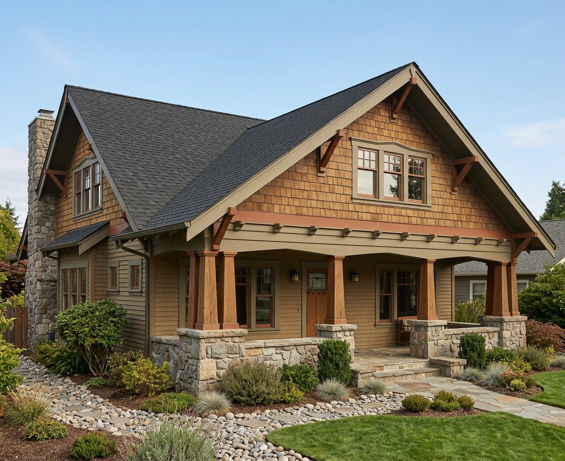 Craftsman home with Charcoal roof -- Atlas Pinnacle Pristine BLACK SHADOW (left-34)