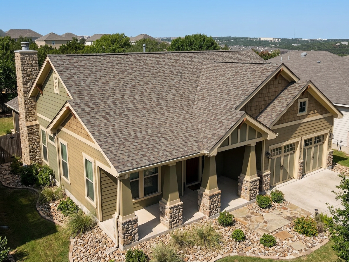 Craftsman home with Weathered Wood roof -- Owens Corning Duration Driftwood (left-34)