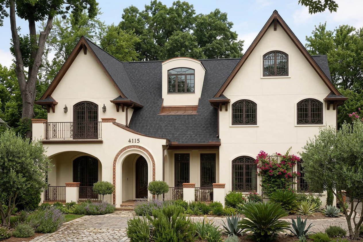 Mediterranean with Black roof