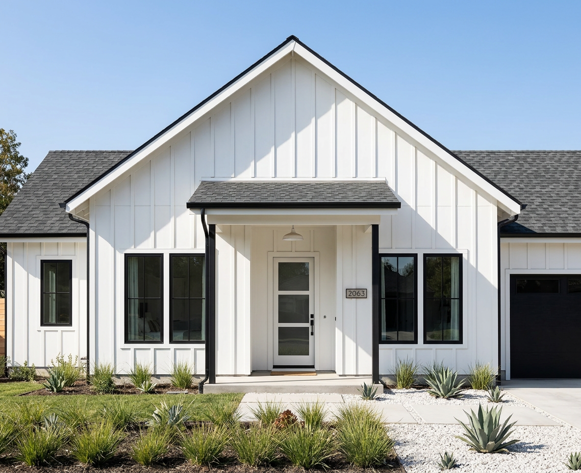Modern Farmhouse with Charcoal roof