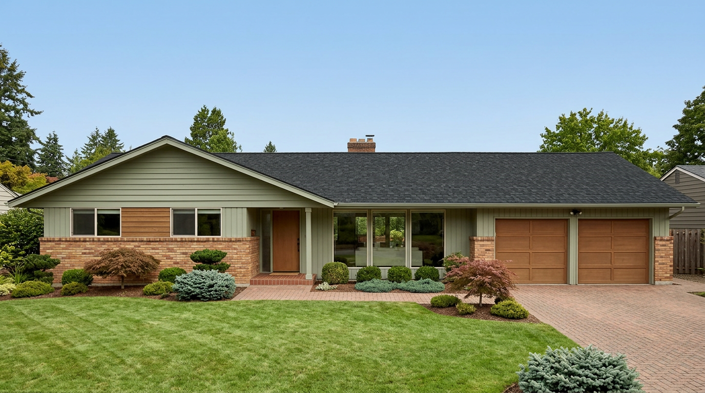 Ranch home with Black roof -- IKO Royal Estate Shadow Slate (front)